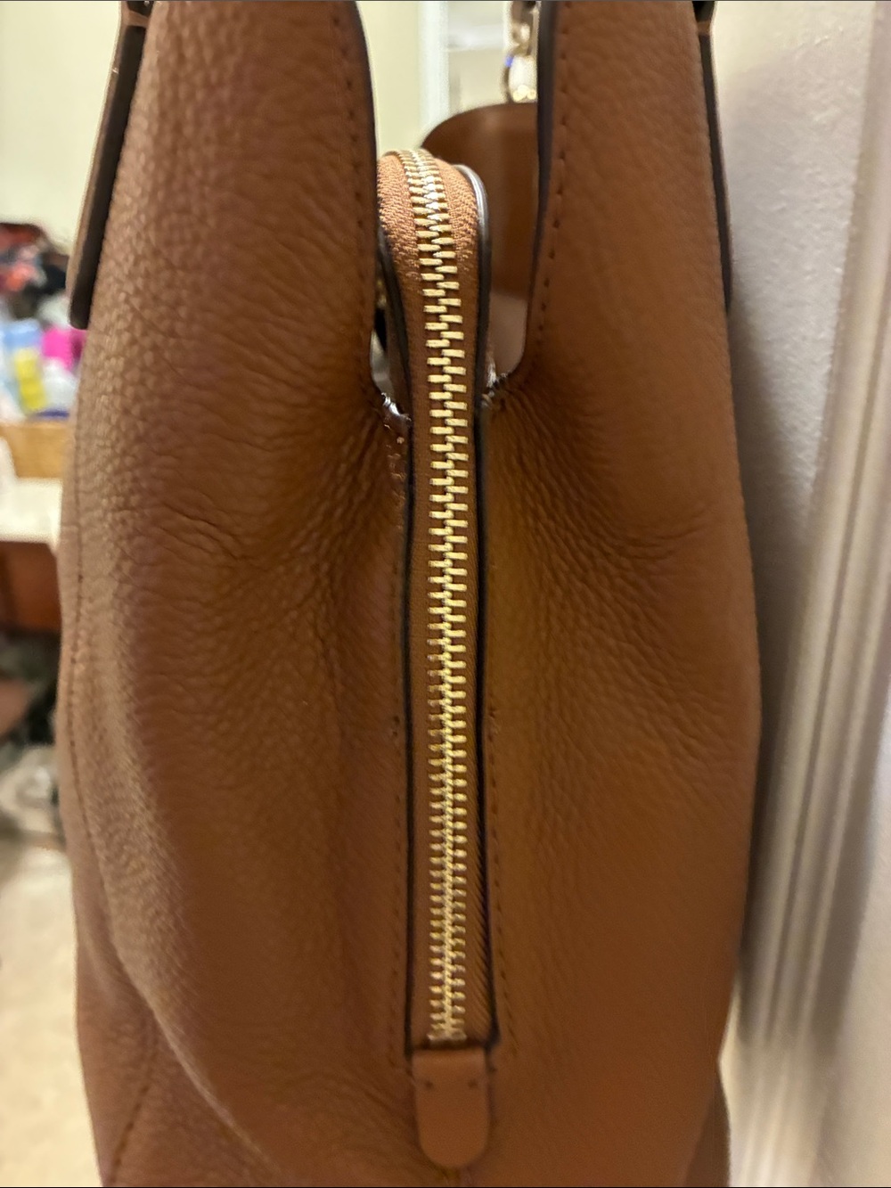 kate spade Tan “warm gingerbread” Leather Tote w/Logo-Print Lining,3 compartment - Picture 7 of 11